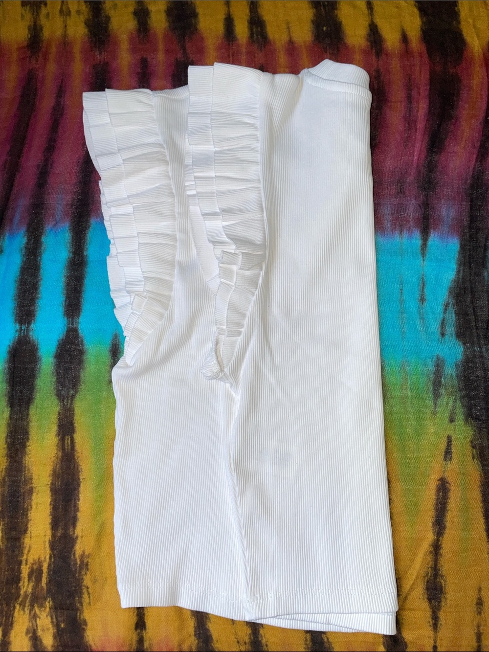 NWT Zara White Ribbed Tank with Pleated Ruffle Sleeves.  Size Large. - Picture 2 of 3